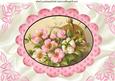Pretty Pink Flowers in a Basket in Oval Frame A4