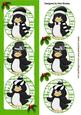 Penguins in Silly Hats with Holly in Green Dl