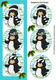 Penguins in Silly Hats with Holly in Turq Dl