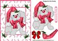 Puppy in Holly Santa Hat in Candy Cane Frame