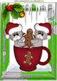 Little Mice in Santa Hats in a Teacup A4