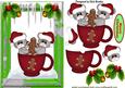 Little Mice in Santa Hats in a Teacup