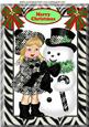 Snowman and Little Girl in Zebra Print A4