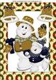 Skating Snowmen with Gold Glitter Bells A4
