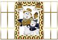 Skating Snowmen with Gold Bells French Gatefold