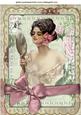 Vintage Lady with Mirror in Bow Frame A4