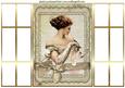 Vintage Lady with Rose in Bow Frame French Gatefold