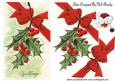 Pretty Holly and Berries with Big Bow and Little Robin