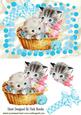 Kittens in Basket of Knitting with Bow