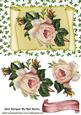 Vintage Pink Rose on Scroll with Holly