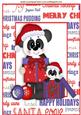 Cute Pandas in Purple with Christmas Presents A4