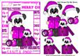 Cute Pandas in Cerise with Christmas Presents