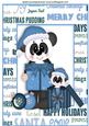 Cute Pandas in Blue with Christmas Presents A4