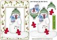 Cute Snowman with Little Birds in Holly Frame