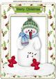 Cute Snowman with Little Birds in Holly Frame A4