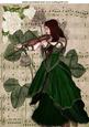 Vintage Lady with Violin on Music Sheet A4