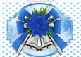 Blue Bow & Bells with Poinsettias A4