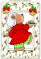 Dancing Bear with Cookies in Holly Frame A4