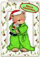 Teddy Waiting for Santa in Holly Frame A4