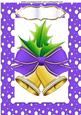 Christmas Bells with Holly in Purple Snow Frame A4