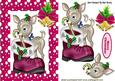 Little Deer in Pink Snow Frame with Bells