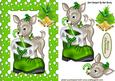 Little Deer in Green Snow Frame with Bells