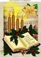 Gold Candle with Holly and Poinsettia A4