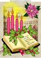 Pink Candle with Holly and Poinsettia A4