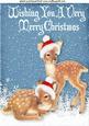 Cute Little Deers in the Snow in Santa Hats A4