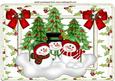 Lovely Snowman Family in Holly Frame A4