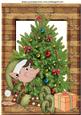 Elf with Christmas Tree in Wooden Frame A4