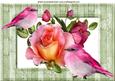 Pink Roses with Pink Birds A4