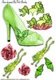 Green Sparkle Shoe with Frogs Pink Flowers