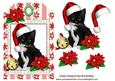 Little Black Kitty in Santa Hat on a Tag