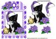 Little Black Kitty in Purple Santa Hat on a Tag