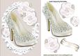 Pretty Diamond Shoes with White Roses in Ornate Frame