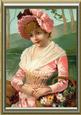Pretty Vintage Lady in Pink with Flowers in Frame A4