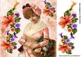 Vintage Flower Lady in Pink 8x8 Card