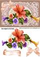 Petunias on Vintage Ecru Lace with Satin Bow