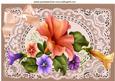 Petunias on Vintage Ecru with Satin Bow A4