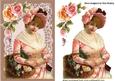 Flower Lady in Pink on Vintage Lace
