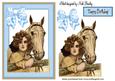 Vintage Lady with Horse in Gingham Frame