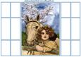 Vintage Girl with Horse with Blossoms French Gatefold