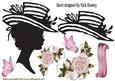 Lady in Silhouette with Pink Roses and Butterflies A4