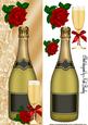Tall Dl Card with Champers and Roses