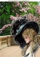 Vintage Lady in Big Hat in Pretty Garden A4