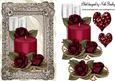Red Roses with Pretty Candle in Antique Frame