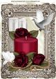 Red Roses with Pretty Candle & Doves in Antique Frame A4