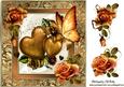 Gold Hearts with Gold Butterfly and Roses 8x8 Card