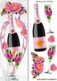 Pink Champagne with Roses and Butterfly Tall Dl